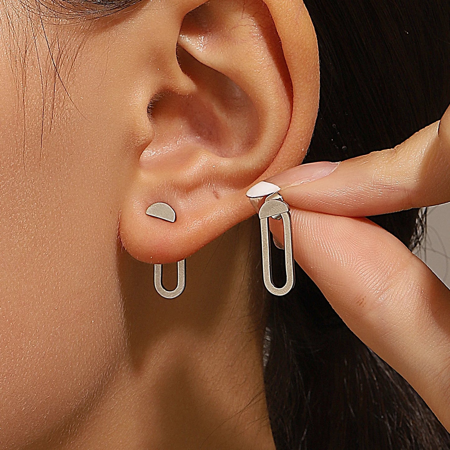 Retro Geometric Square & Triangle Stud Earrings - Fashion Jewelry Gift