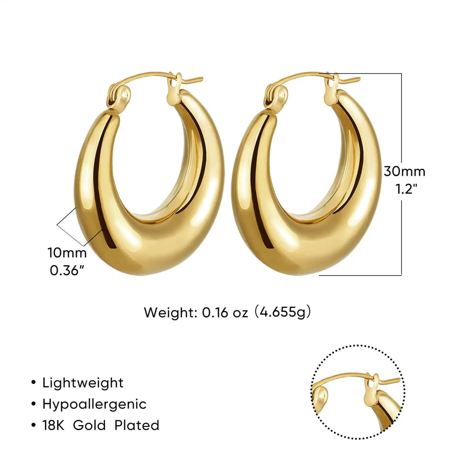 Gold-Plated Stainless Steel Boho Hoop Earrings – Vintage Gift for Her