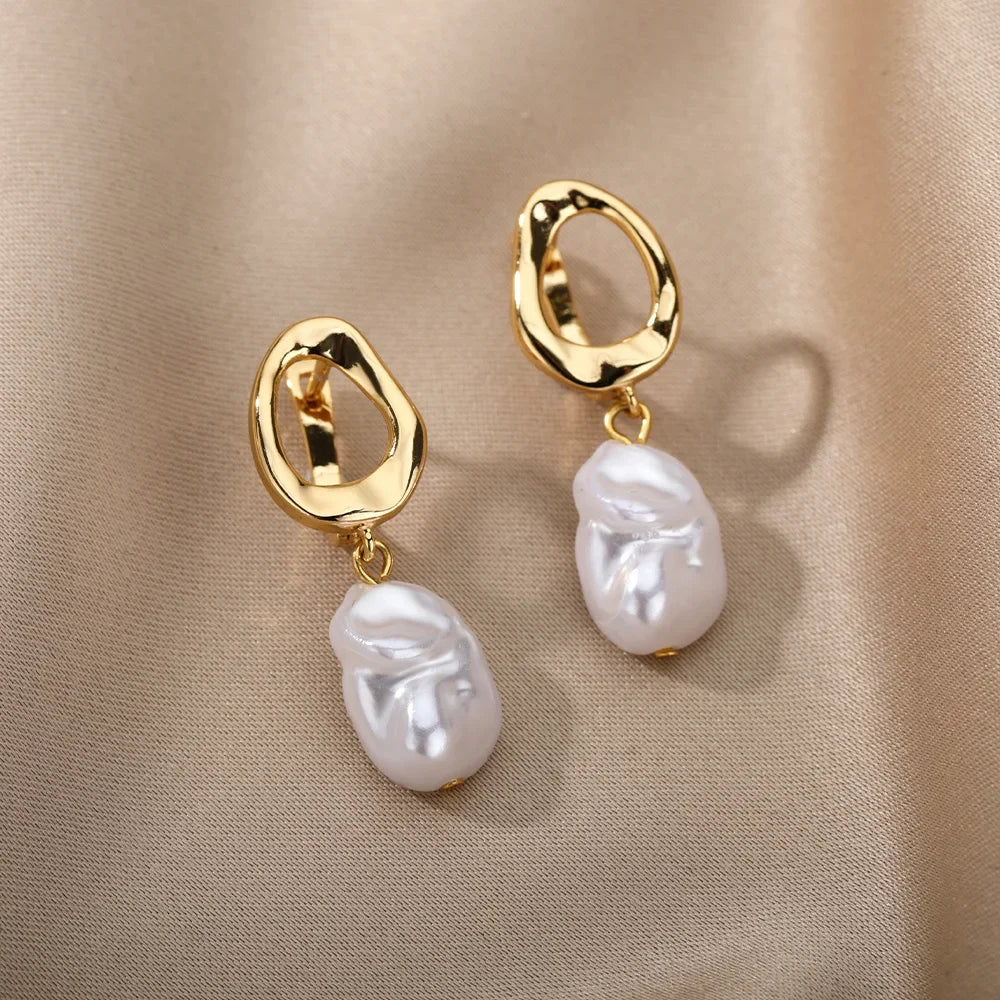 Zircon Heart Hoop Earrings – Gold Stainless Steel, Waterproof