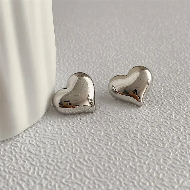 Gold Heart Stud Earrings - Minimalist Bridal & Fashion Jewelry