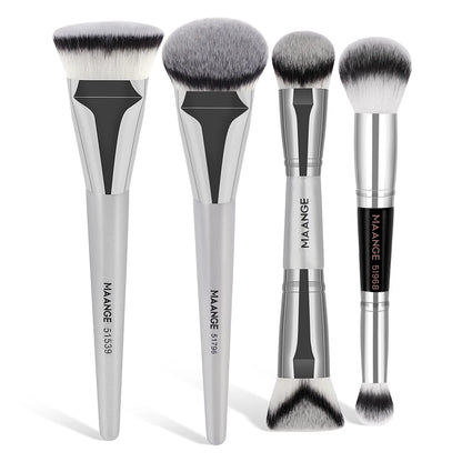 AANGE 4-Piece Makeup Brush Set – Dual-Ended Concealer & Angled Foundation Brushes for Women and Gifts