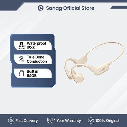 Bone Conduction Wireless Earbuds – Bluetooth 5.3, IPX8 & 64GB MP3