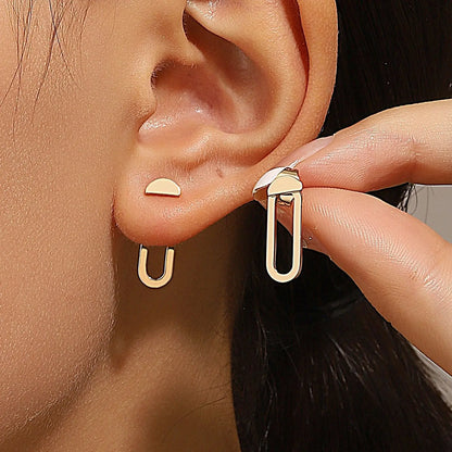 Retro Geometric Square & Triangle Stud Earrings - Fashion Jewelry Gift