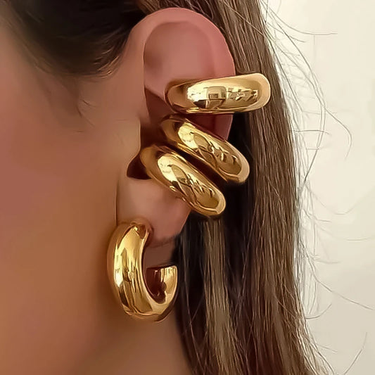 Clip-On C Hoop Earrings – Gold & Silver