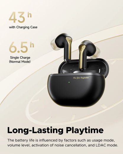 ANC Bluetooth 5.3 Earbuds – Hi-Res Stereo, 6 Mics & 43H Playtime