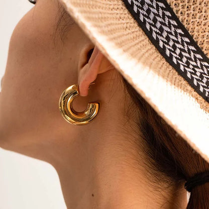 Gold & Silver C-Hoop Huggie Earrings – Chunky Minimalist Jewelry