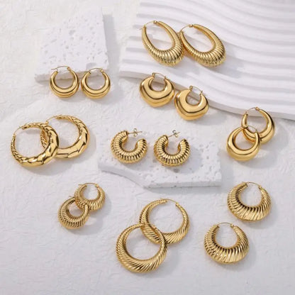 Gold-Plated Stainless Steel Boho Hoop Earrings – Vintage Gift for Her