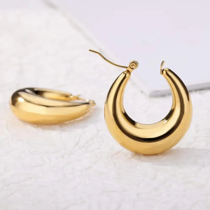 Gold-Plated Stainless Steel Boho Hoop Earrings – Vintage Gift for Her