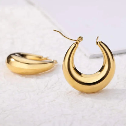 Gold-Plated Stainless Steel Boho Hoop Earrings – Vintage Gift for Her