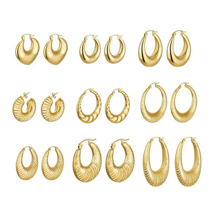 Gold-Plated Stainless Steel Boho Hoop Earrings – Vintage Gift for Her