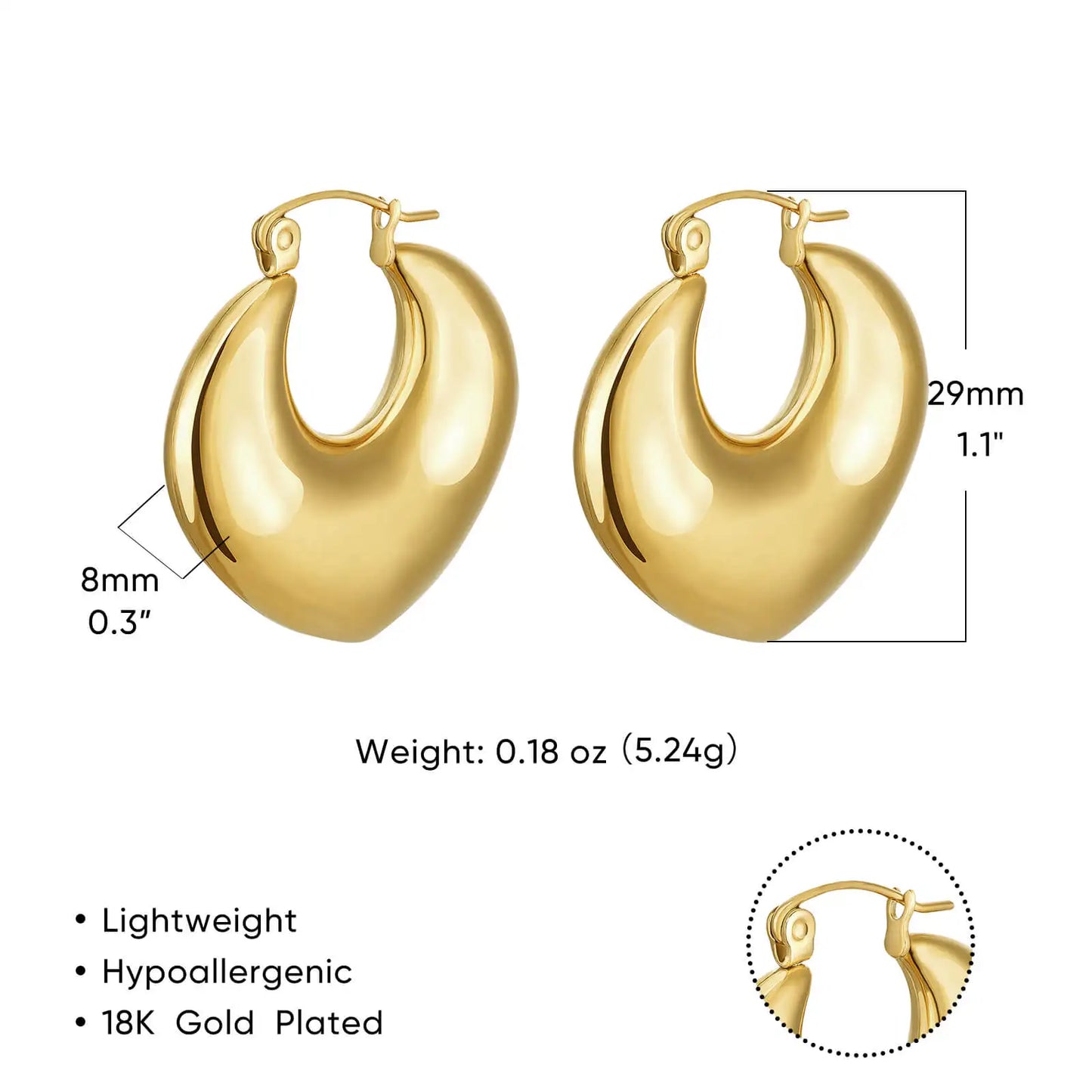 Gold-Plated Stainless Steel Boho Hoop Earrings – Vintage Gift for Her