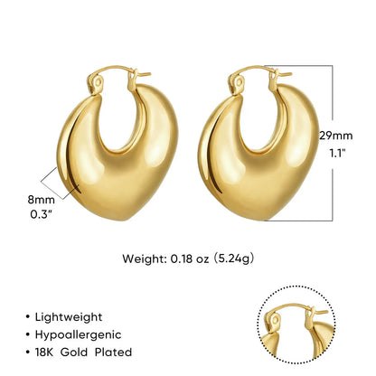 Gold-Plated Stainless Steel Boho Hoop Earrings – Vintage Gift for Her