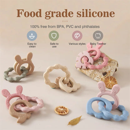 1 piece of baby silicone teether ring