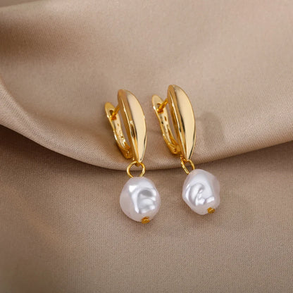 Zircon Heart Hoop Earrings – Gold Stainless Steel, Waterproof
