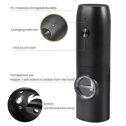 Automatic Pepper Grinder Salt And Pepper Grinder USB Rechargeable