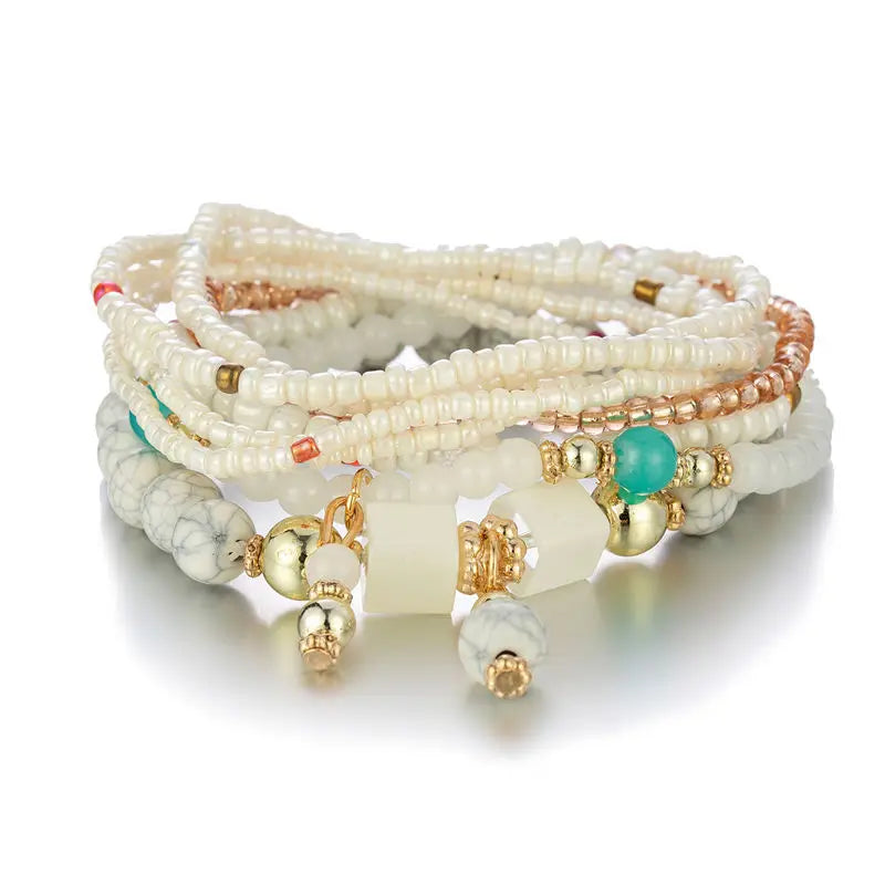 Bohemian Rice Bead Bracelet Set – Handmade Boho Jewelry