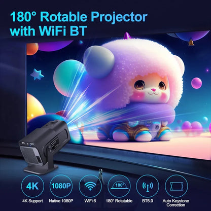 4K Android 11 Mini Projector – 300 ANSI Lumens, WiFi 6 & BT 5.0 Portable Cinema