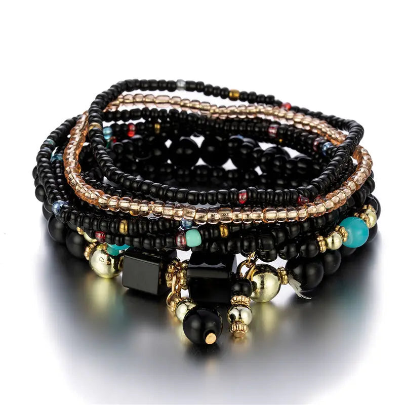 Bohemian Rice Bead Bracelet Set – Handmade Boho Jewelry