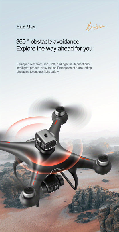 S116 MAX Brushless Drone - Dual Camera, Optical Flow, 360° Obstacle Avoidance, Wi-Fi FPV & APP Control