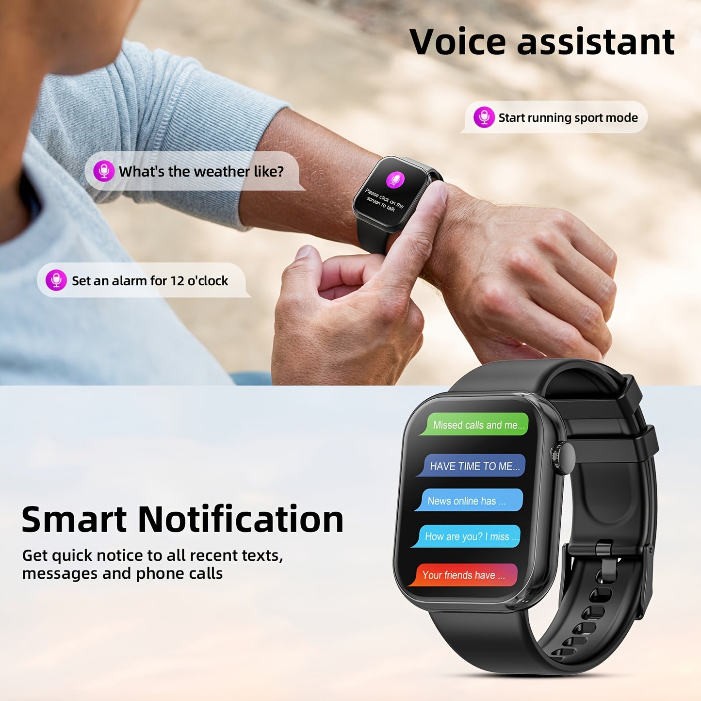 1.85'' Smart Watch with Calling, 100+ Sports Modes & Waterproof Design