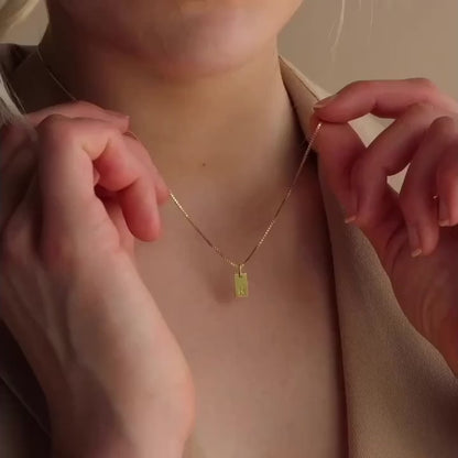 Square Initial Pendant Necklace – Stainless Steel Alphabet Jewelry